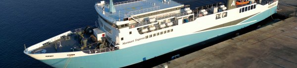 The conventional ferry Marmari Express of Karystia docked in the port of Lavrio