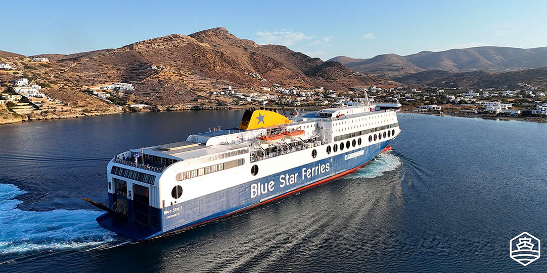The ferry Blue Star 1 of Blue Star Ferries sailing