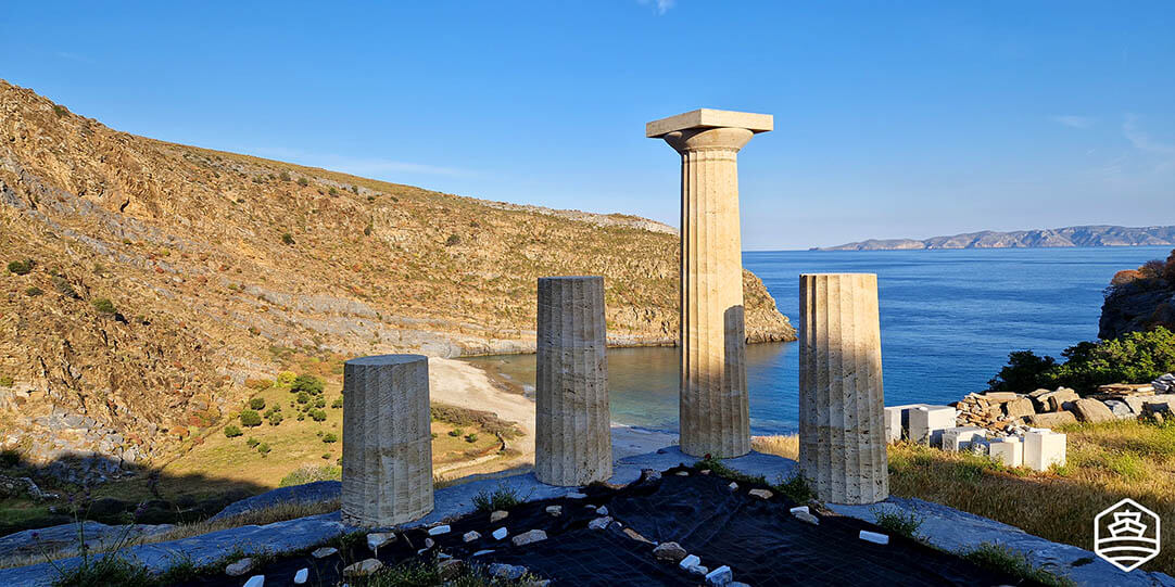 Beautiful columns at the Archaeological Site of Karthaia