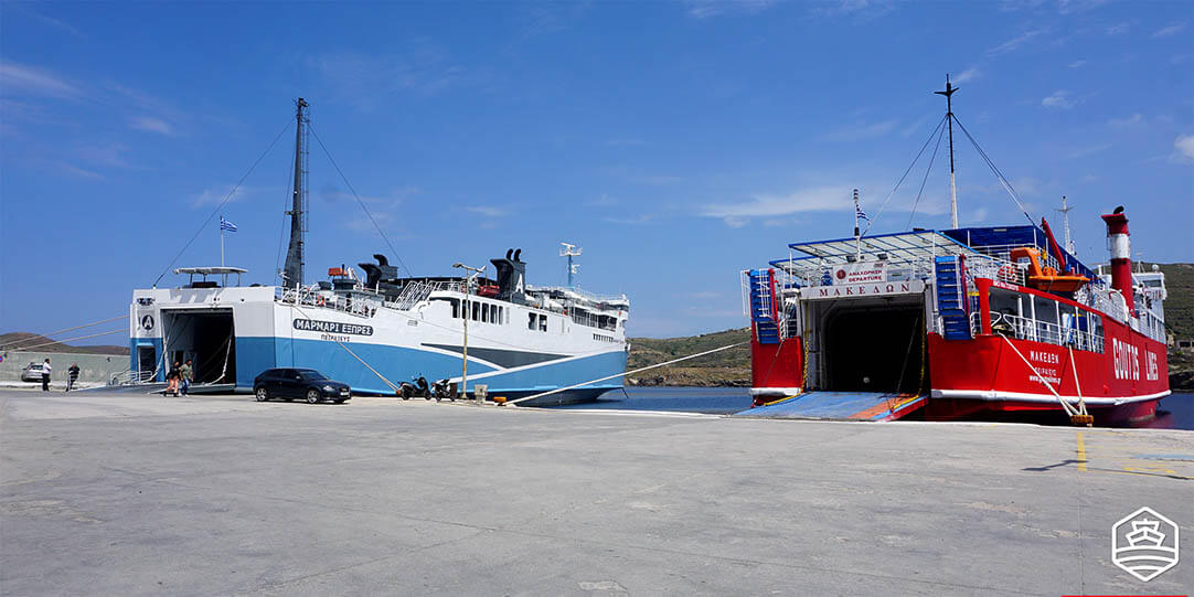 Two ferries at the port of Kea