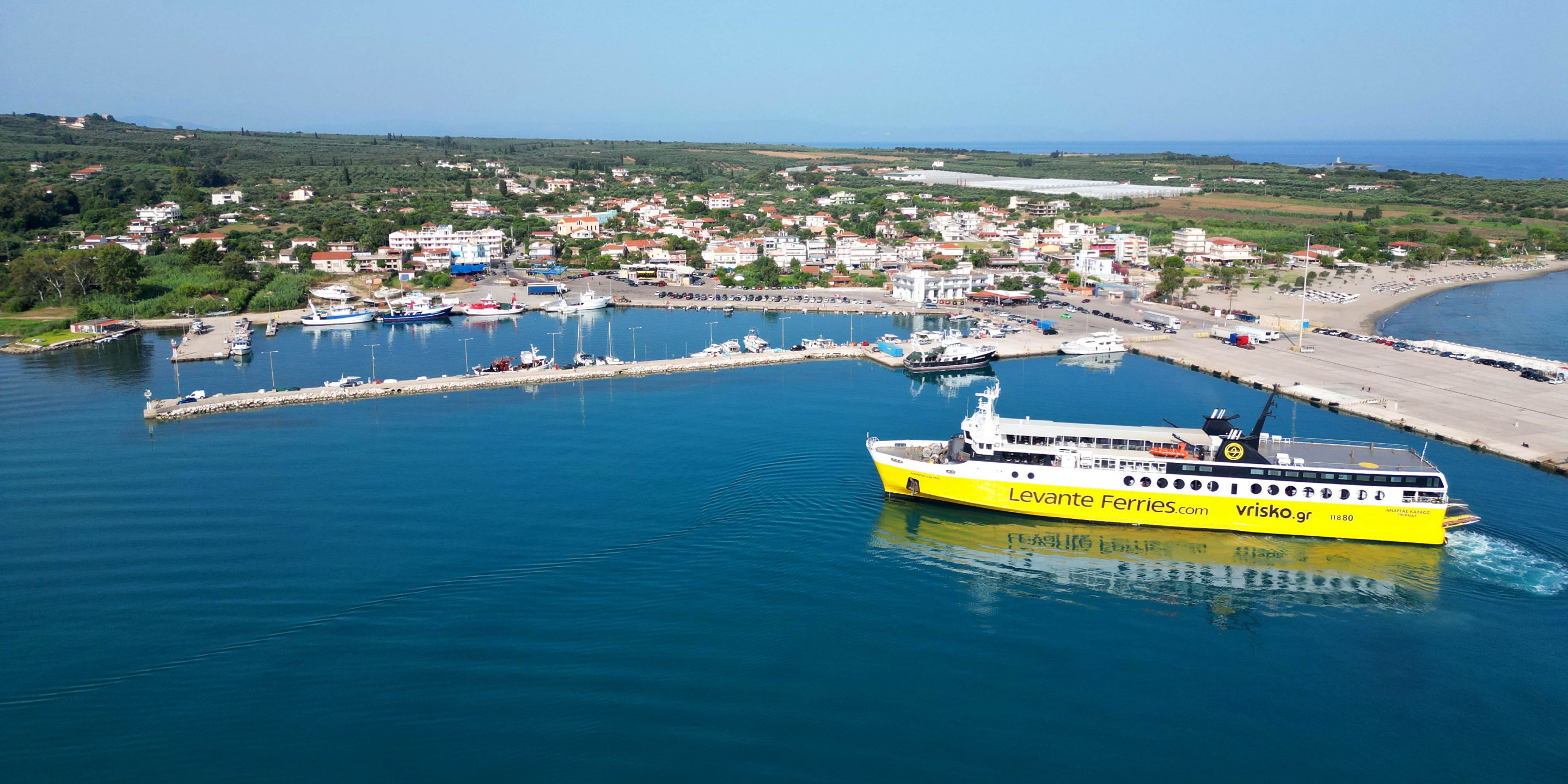 The ferry Andreas Kalvos of Levante Ferries leaving the port of Kilini