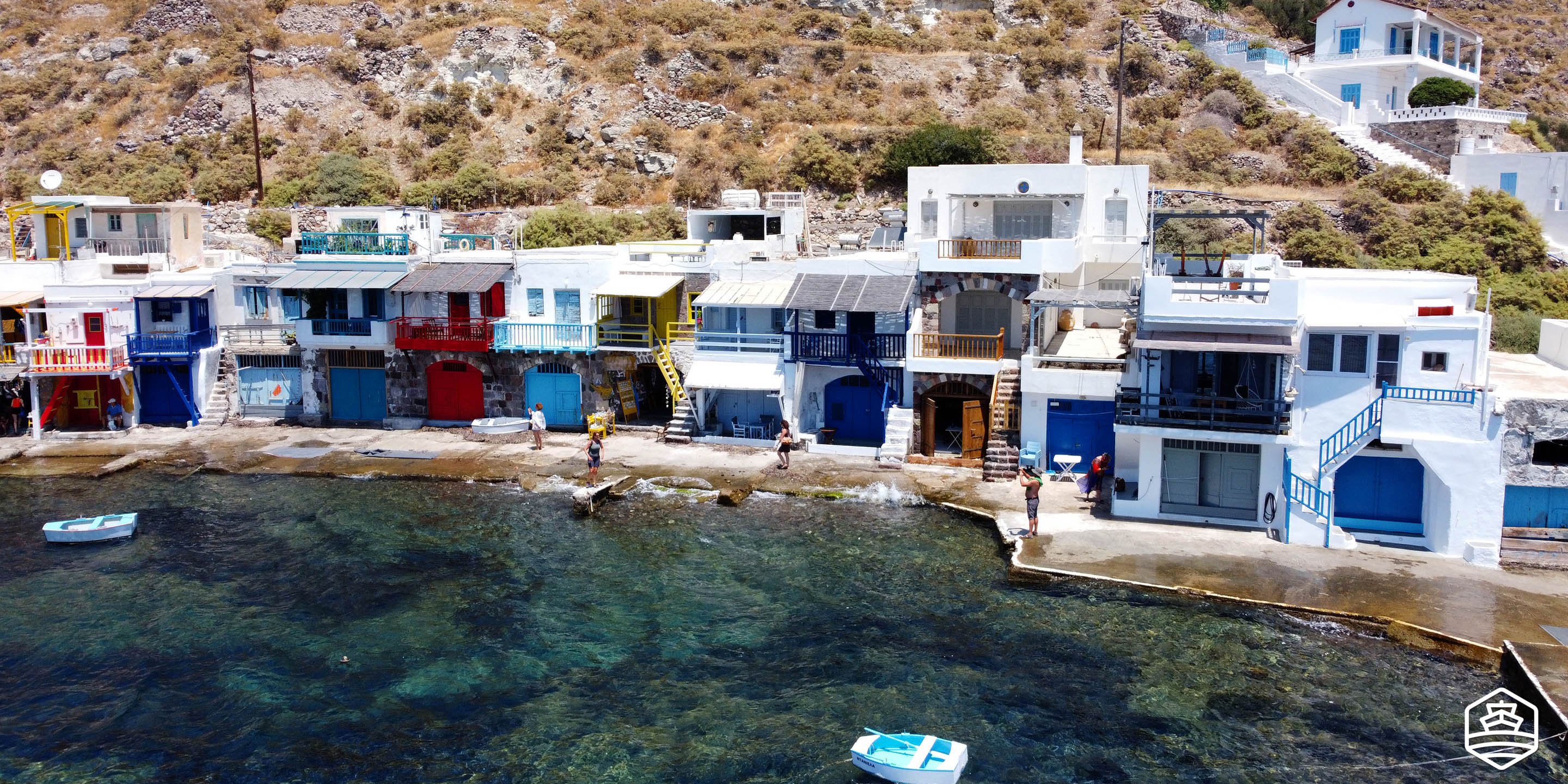 The colourful fisherman's houses in the village of Klima on the island of Milos, in Greece