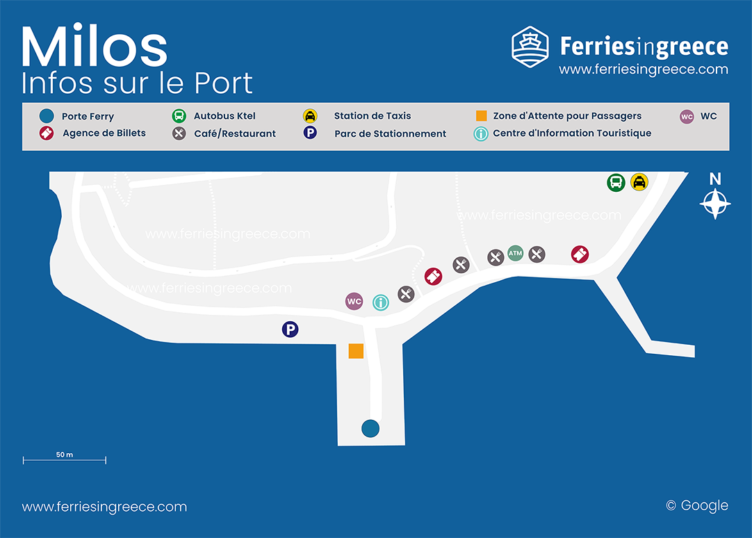 Carte illustrée du port de Milos