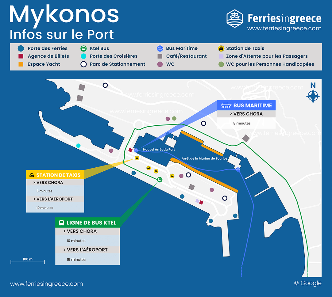 Carte illustrée du nouveau port de Mykonos