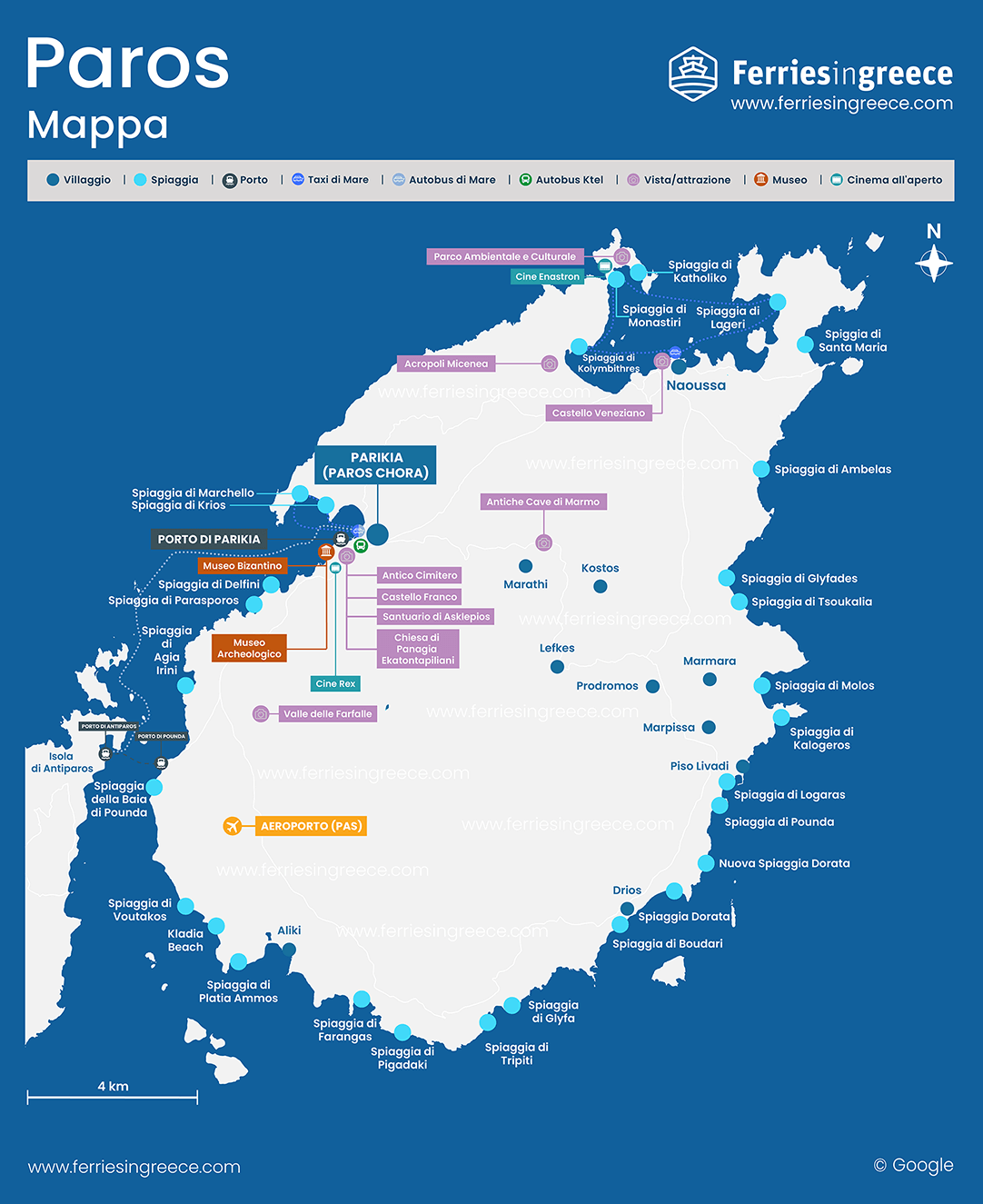 Mappa generale di Paros