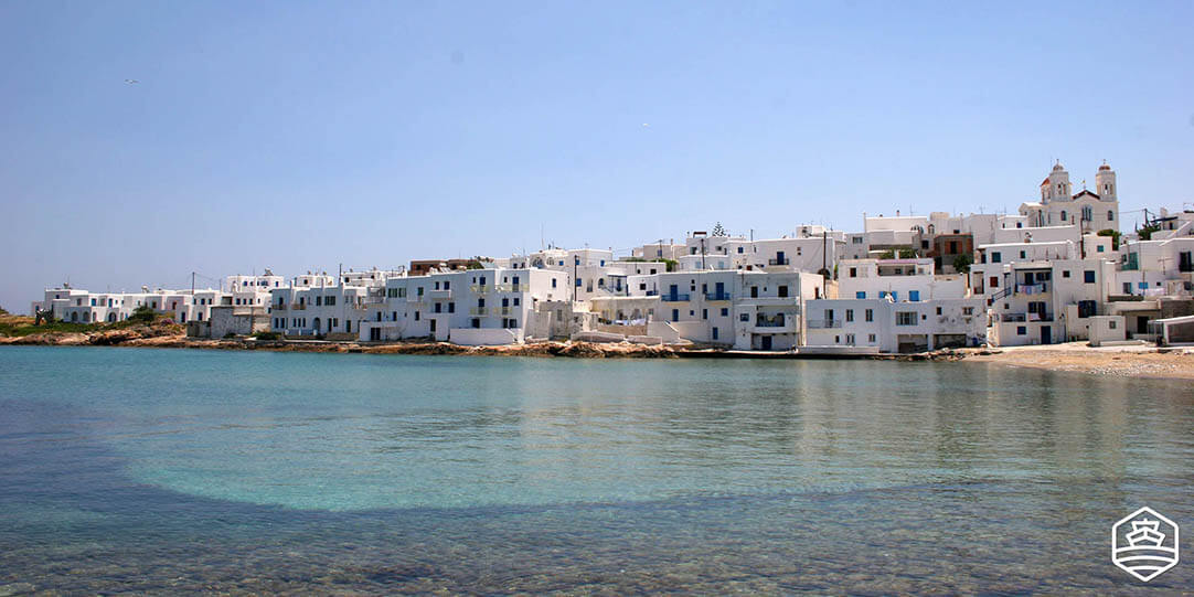 The little seaside Cycladic cubic houses in the village of Naoussa