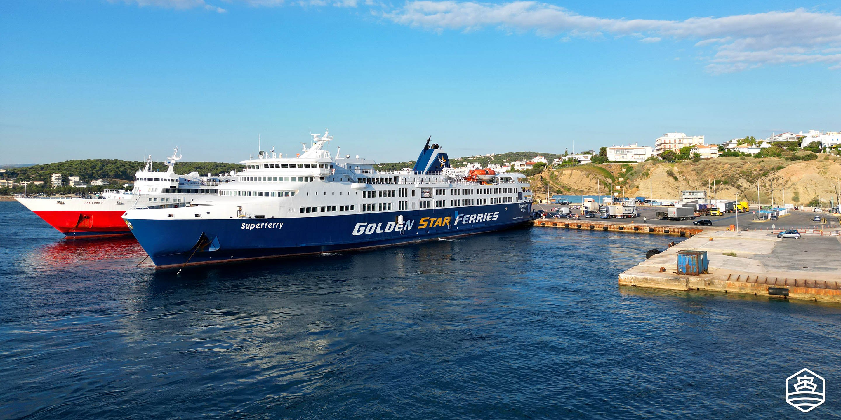 Ferries docking in the port of Rafina