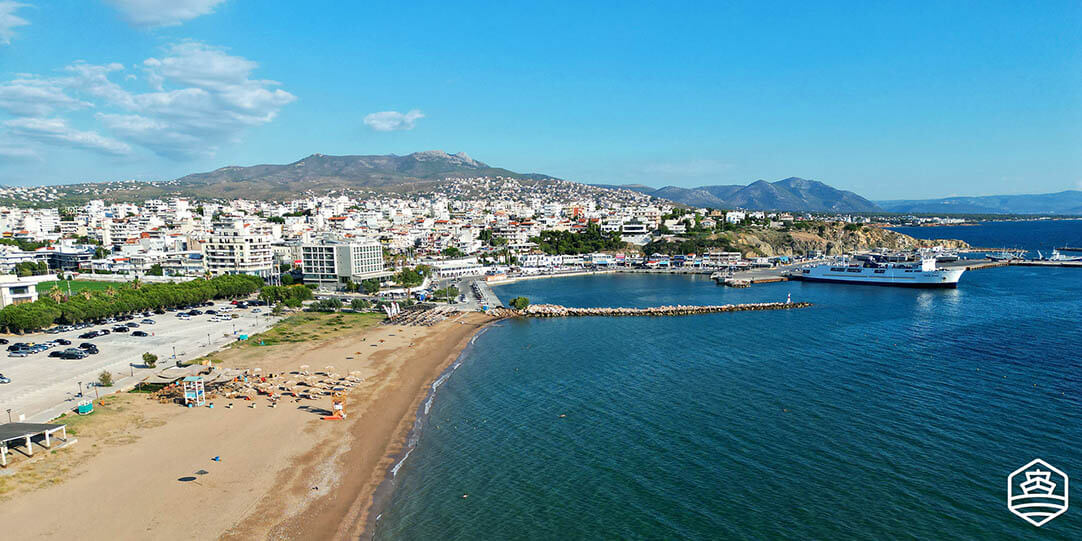 Aerial view of the town and port of Rafina