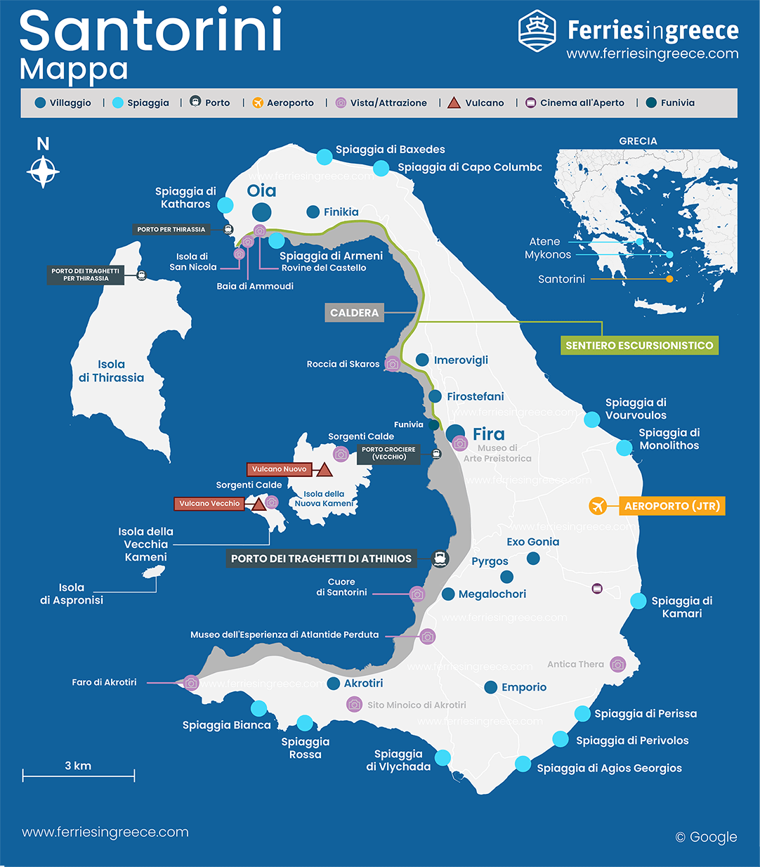 Mappa generale di Santorini