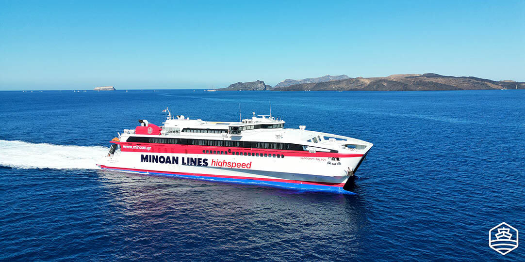 Santorini Palace by Minoan Lines arriving at Santorini