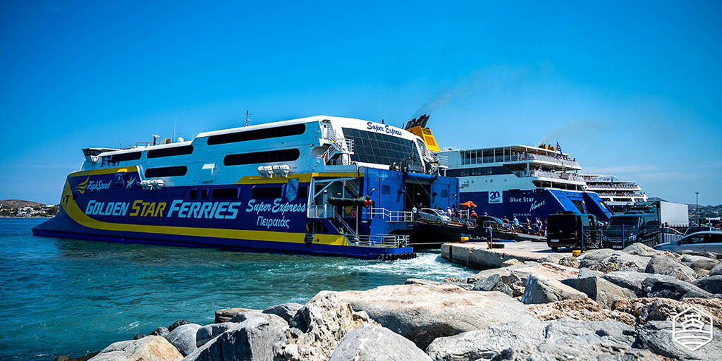 High speed and conventional ferries in the port of Paros