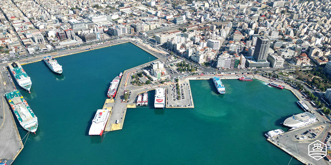 Aerial view of the port of Piraeus, near Athens