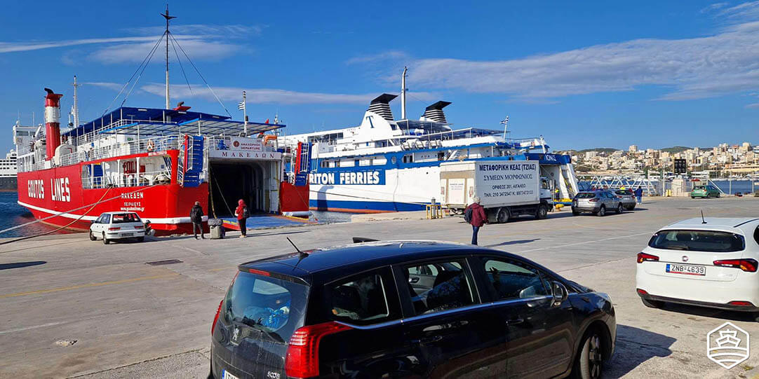 Departing to Andros with a car, from the port of Lavrio