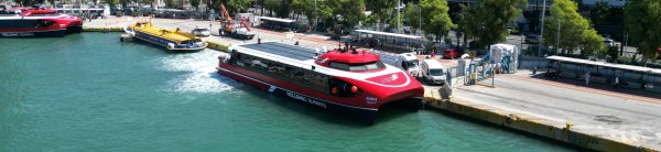 The high-speed ferry Aero 2 of Hellenic Seaways docked in the port of Piraeus