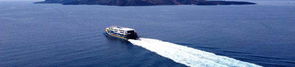 The high-speed ferry SuperExpress of Golden Star ferries leaving Santorini