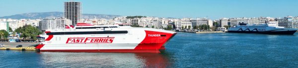 The high-speed ferry Thunder of Fast Ferries in the port of Piraeus